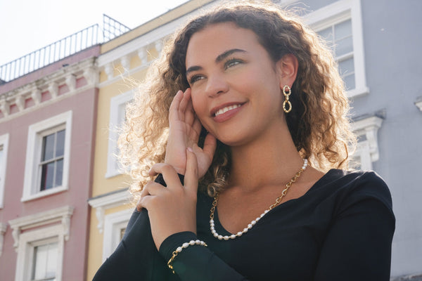 Pearl & Gold Curb Chain Necklace
