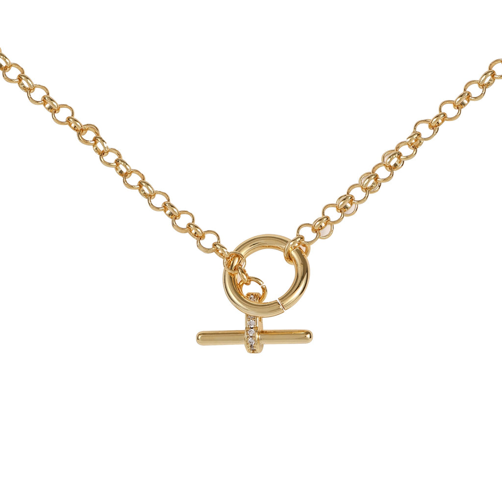 Gold T Bar Chain Necklace