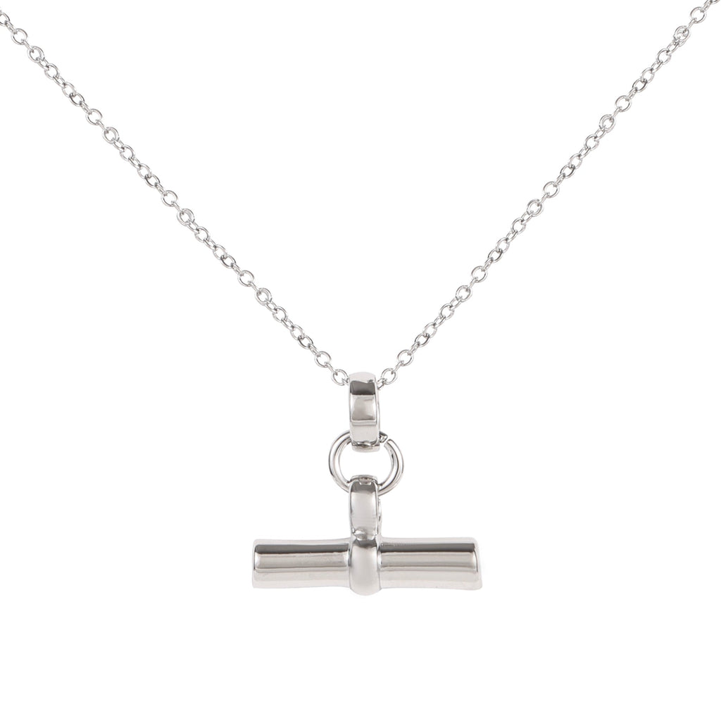Silver T Bar Pendant Necklace