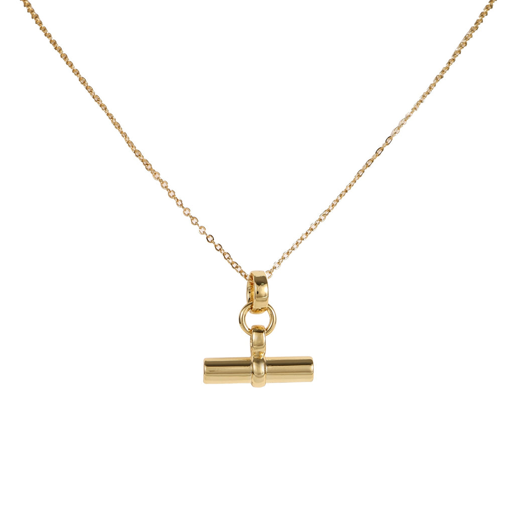 Gold T Bar Pendant Necklace