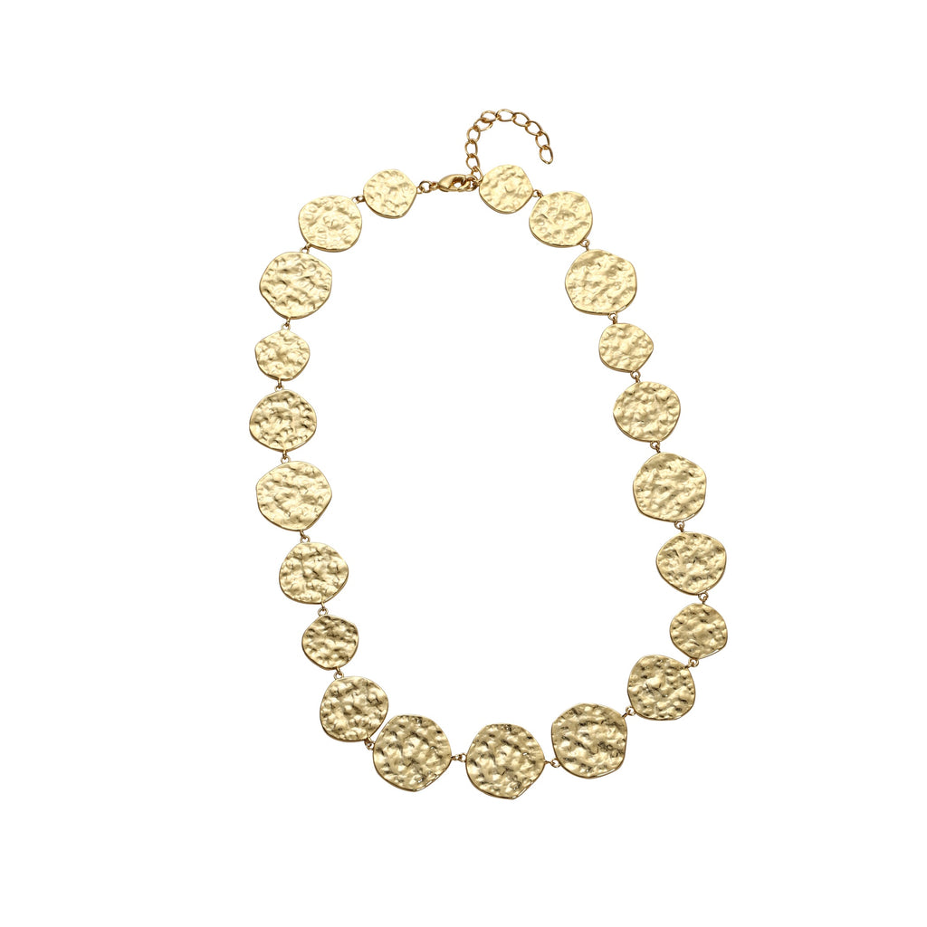 Gold Hammered Disc Necklace