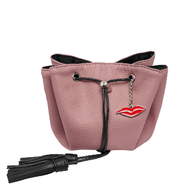 Donna May Nude Pink Mini Leather Lay Flat Makeup Bag