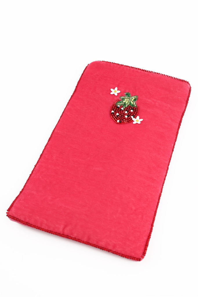 Pink Beaded Strawberry Sunglasses Pouch