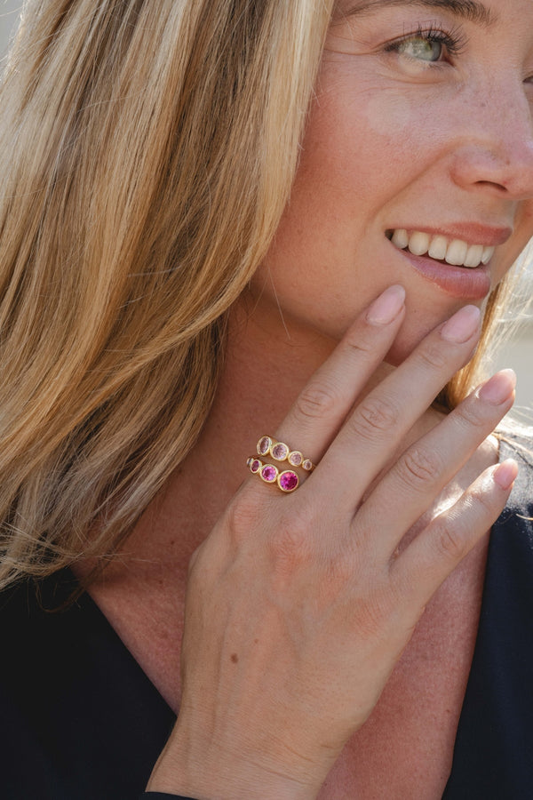 Gold & Pink Two Tone Crystal Crossover Ring