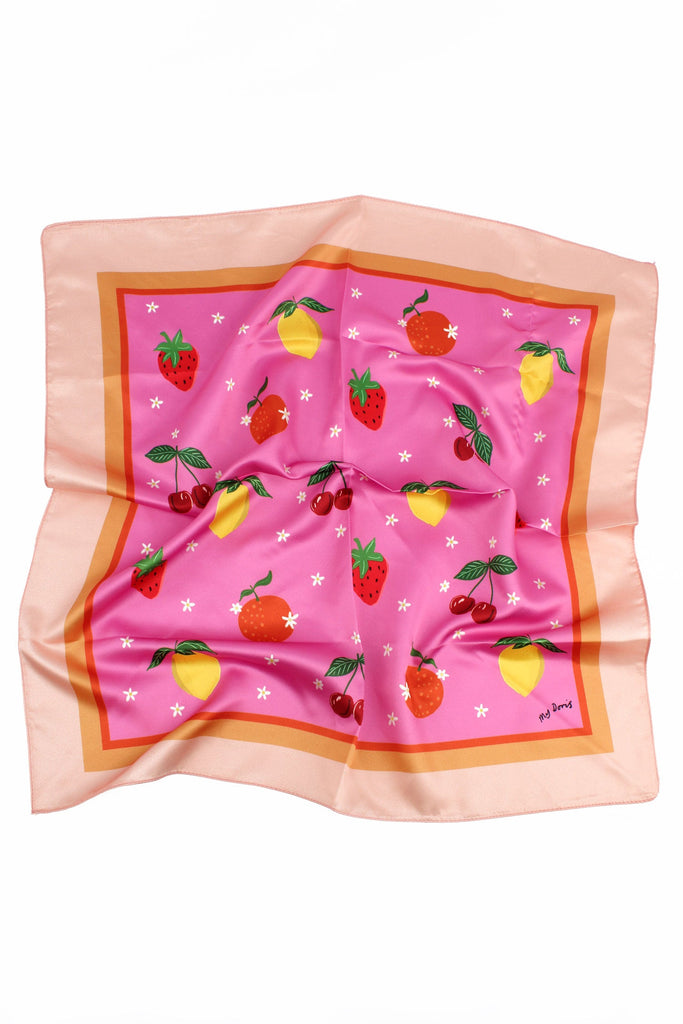 Fruit Print Silk Neck Scarf