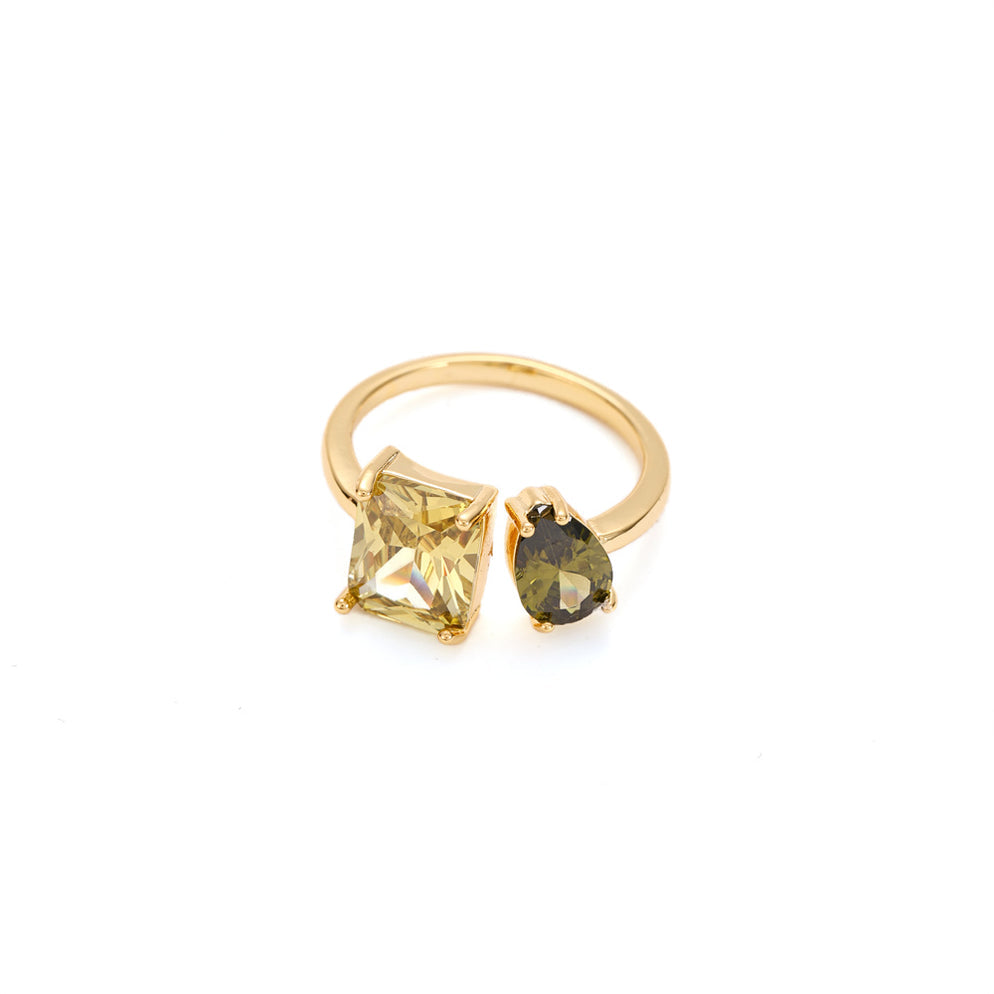 Gold Peridot Multi Stone Adjustable Ring