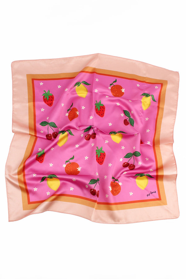 Fruit Print Silk Neck Scarf