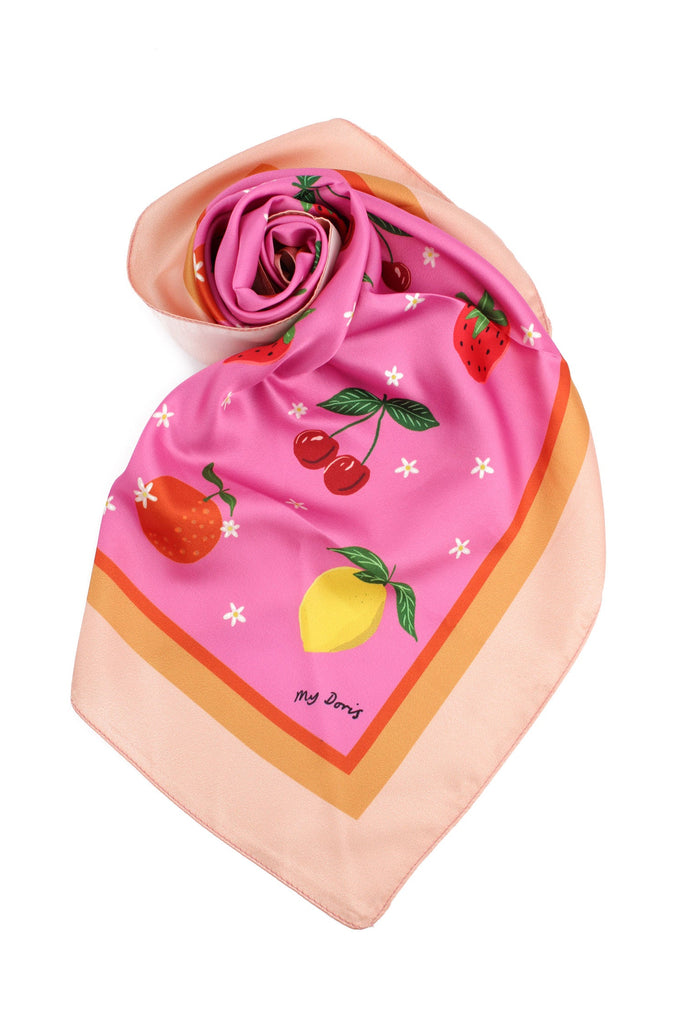 Fruit Print Silk Neck Scarf