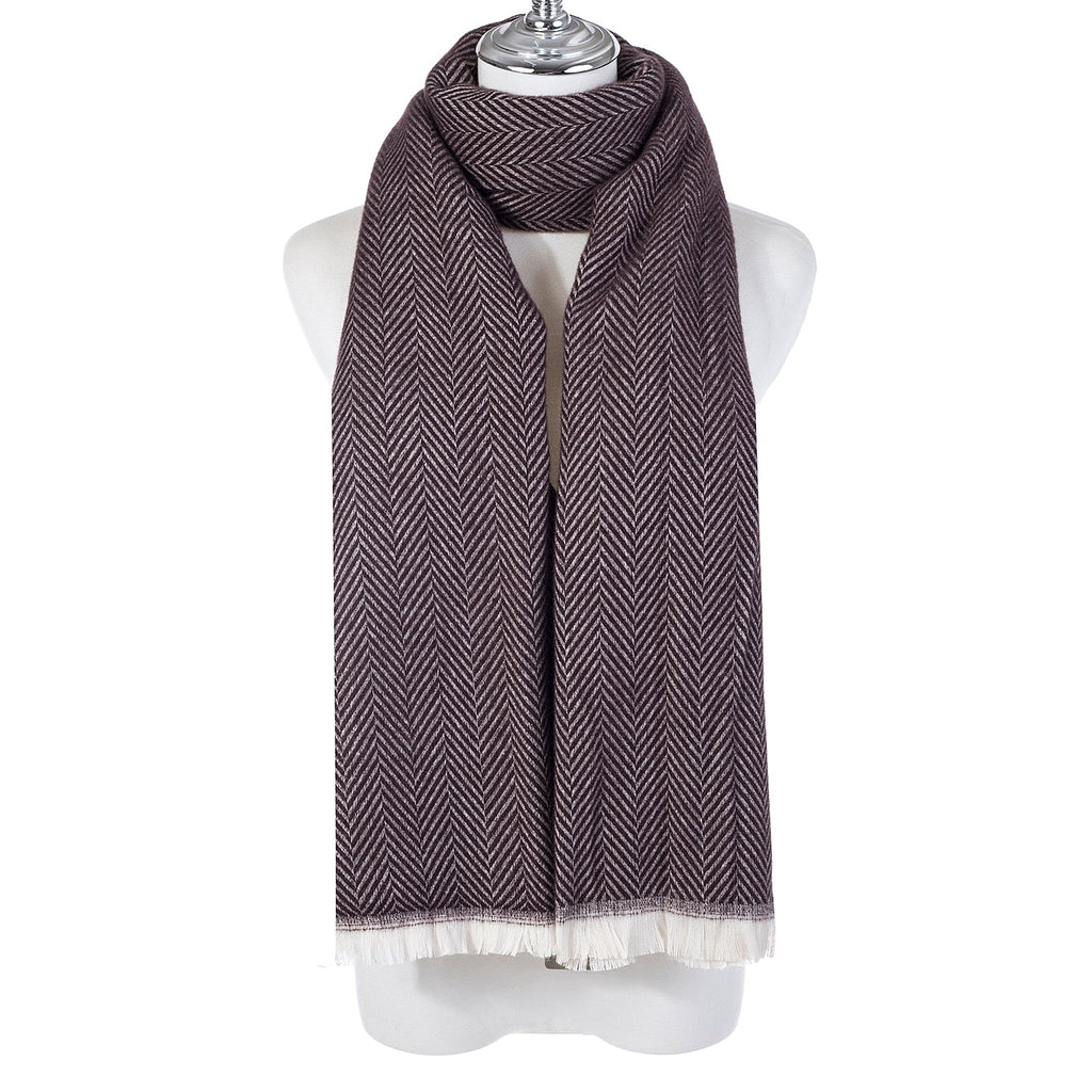 Brown & Ivory Herringbone Scarf