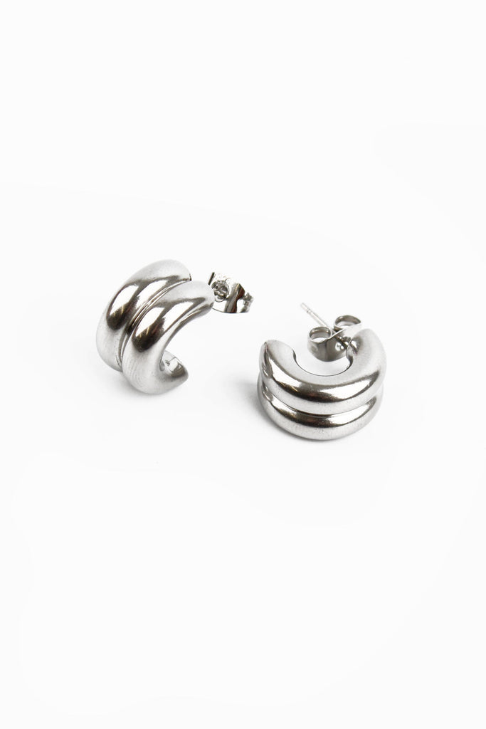 Silver Chubby Huggie Earrings