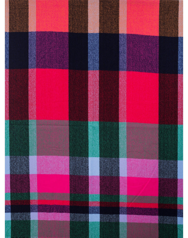 Pink & Green Check Print Scarf