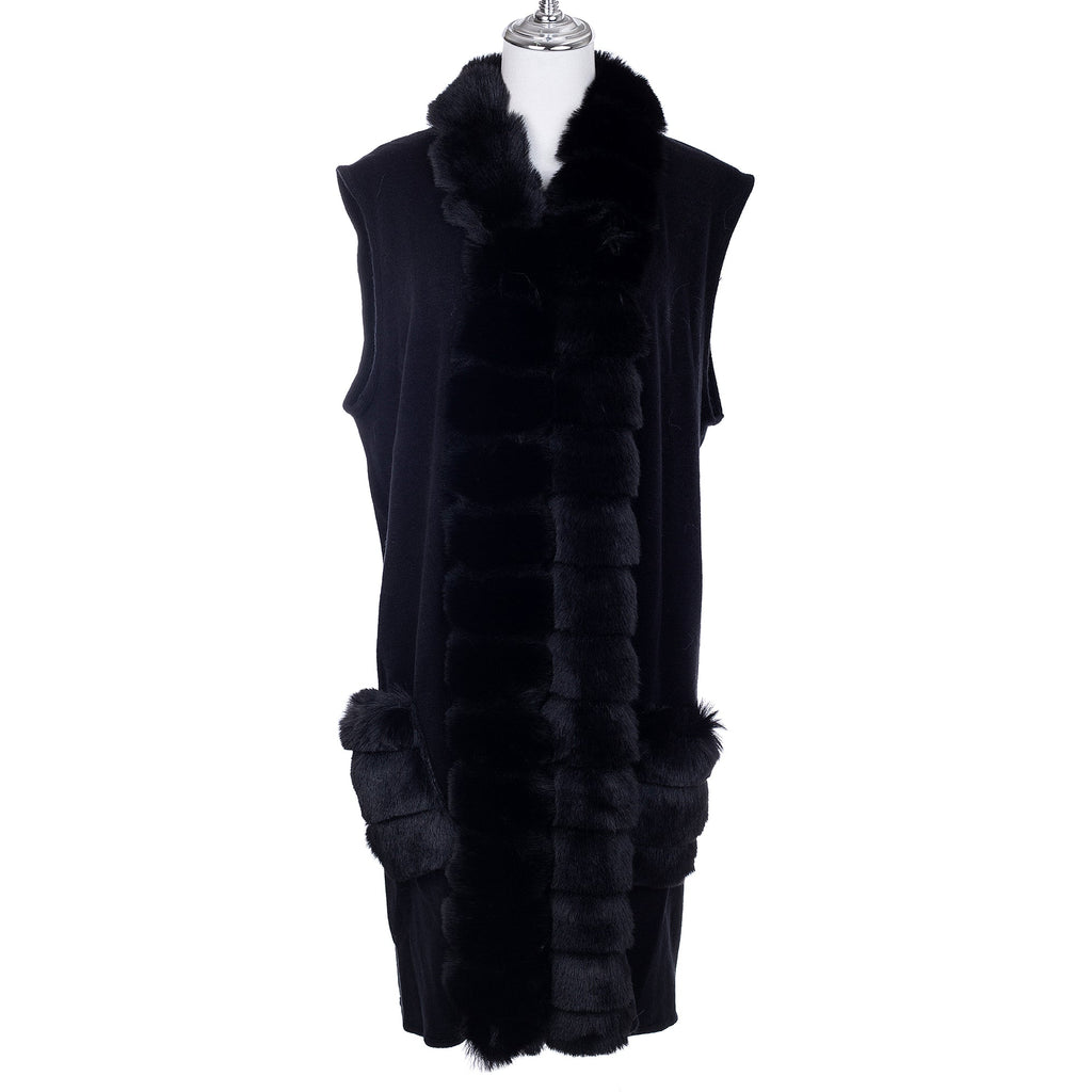 Black Faux Fur Trimmed Gilet