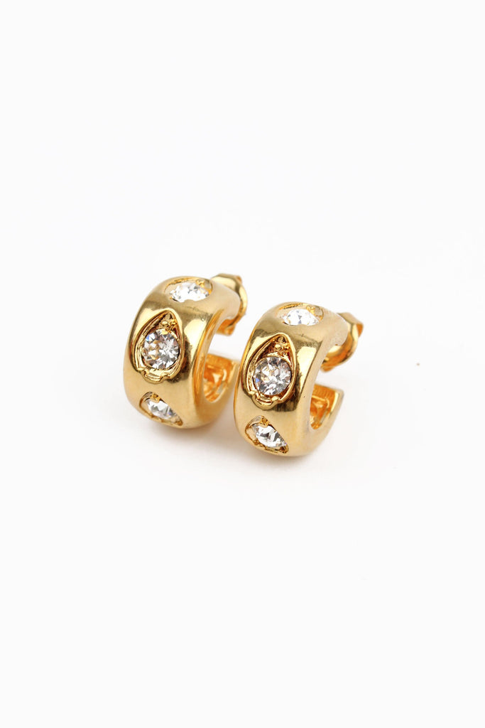 Gold CZ Huggie Hoop Earrings