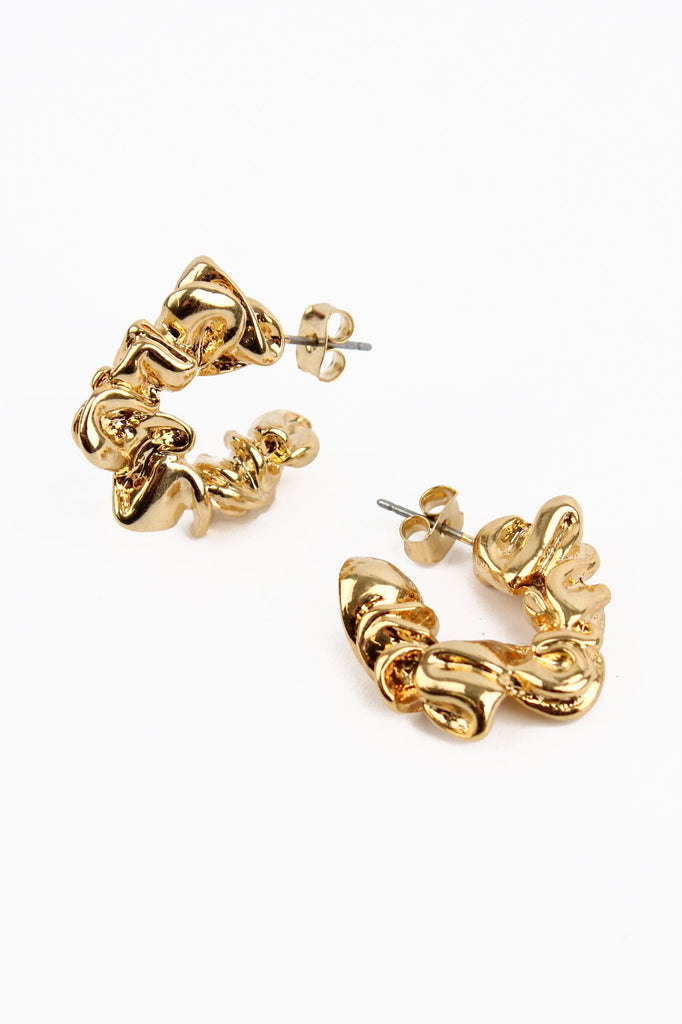 Gold Textured Hoop Earrings