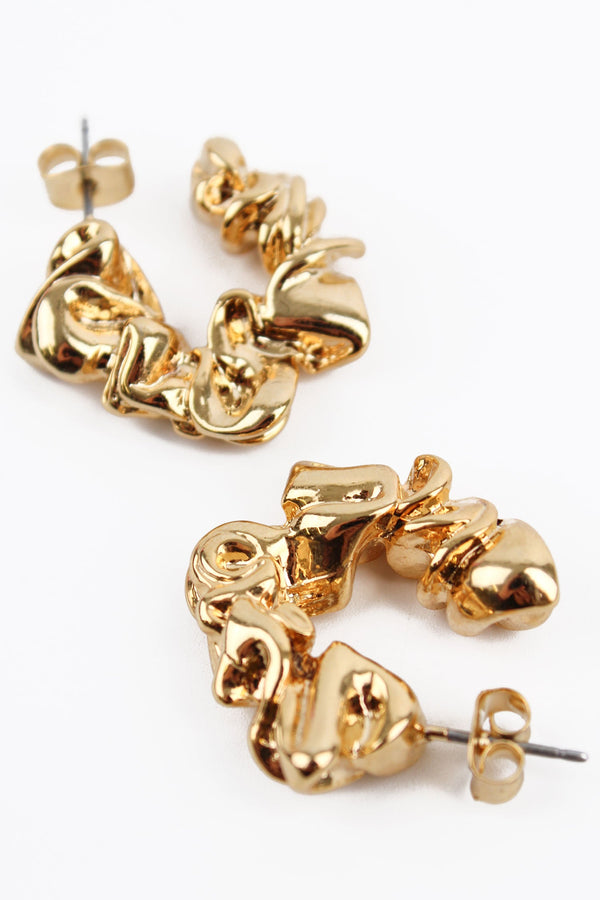 Gold Textured Hoop Earrings