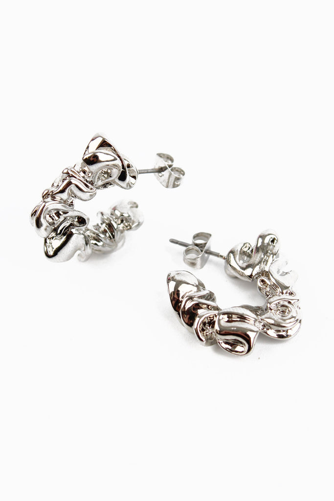 Silver Textured Hoop Earrings