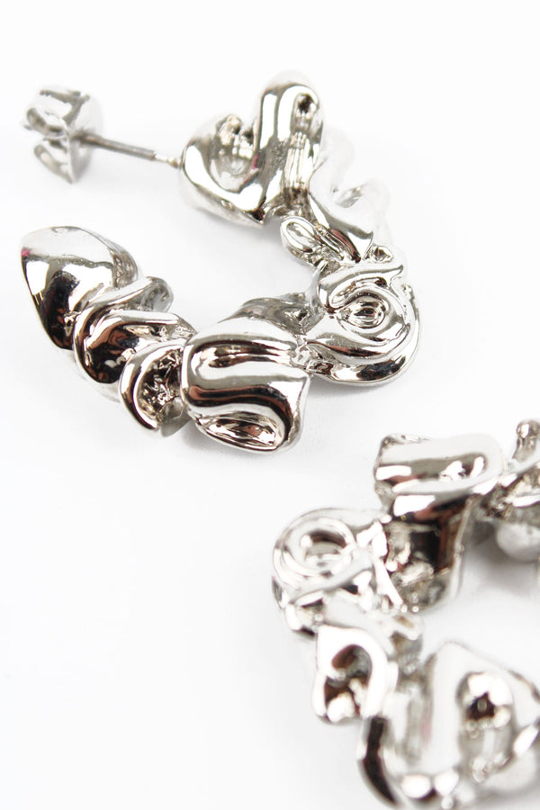 Silver Textured Hoop Earrings