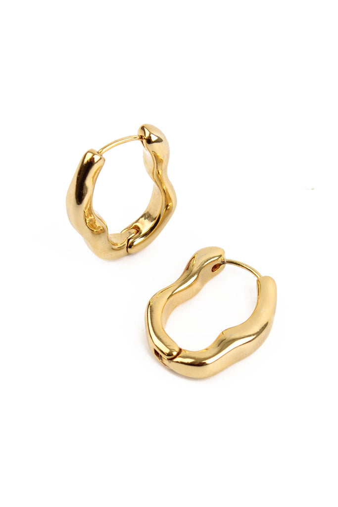 Gold Oblong Wiggle Hoop Earrings