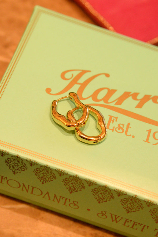 Gold Oblong Wiggle Hoop Earrings