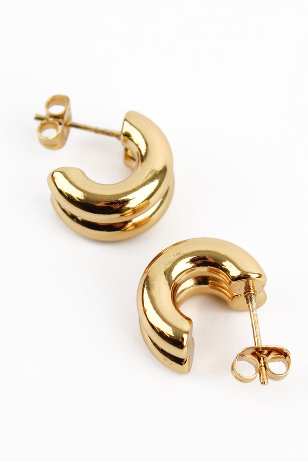 Gold Chubby Huggie Earrings