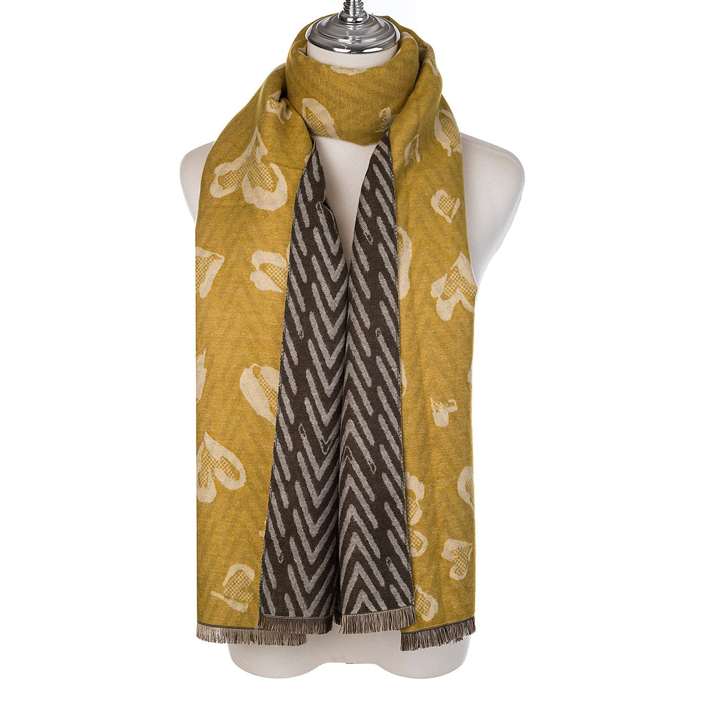 Artichoke & Brown Heart Print Scarf