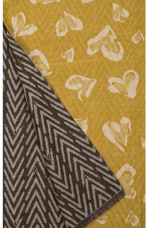 Artichoke & Brown Heart Print Scarf
