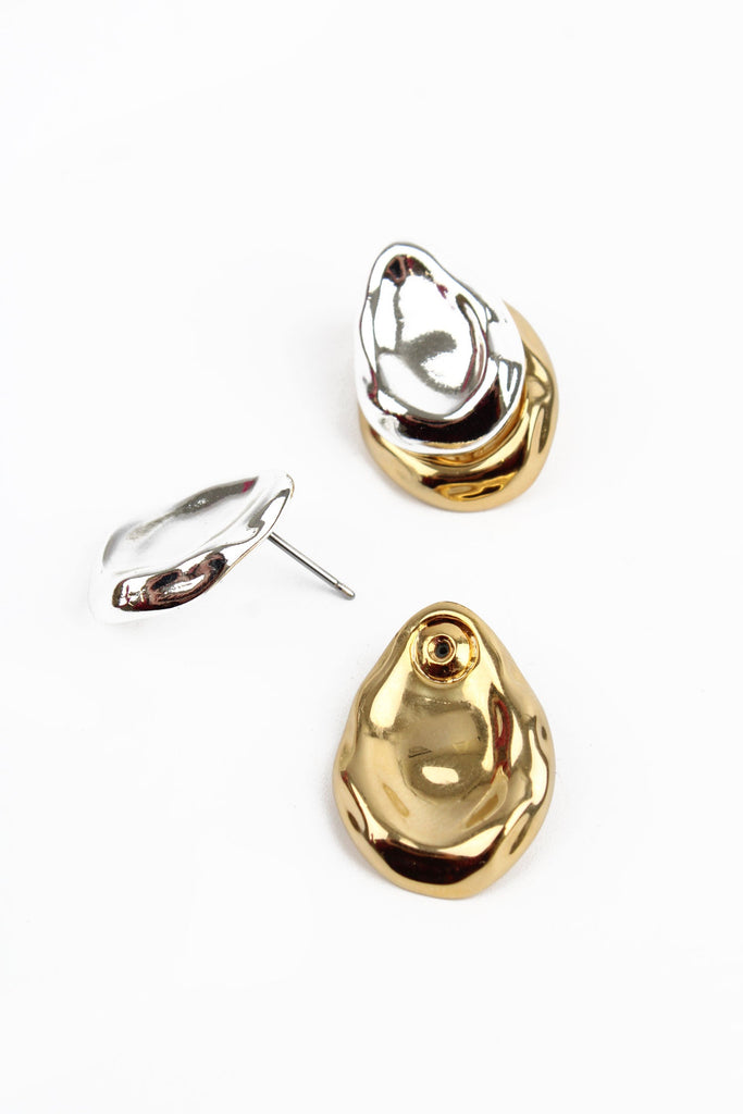 Silver & Gold Statement Stud Earrings