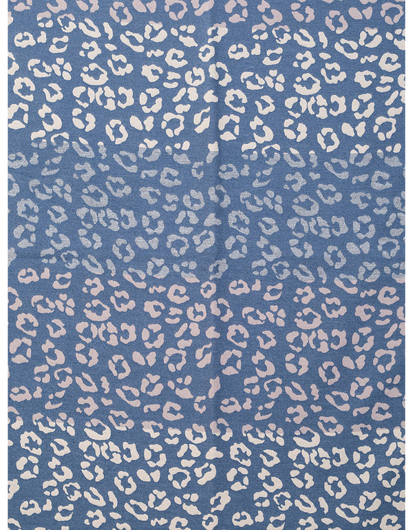 China Blue Leopard Print Scarf