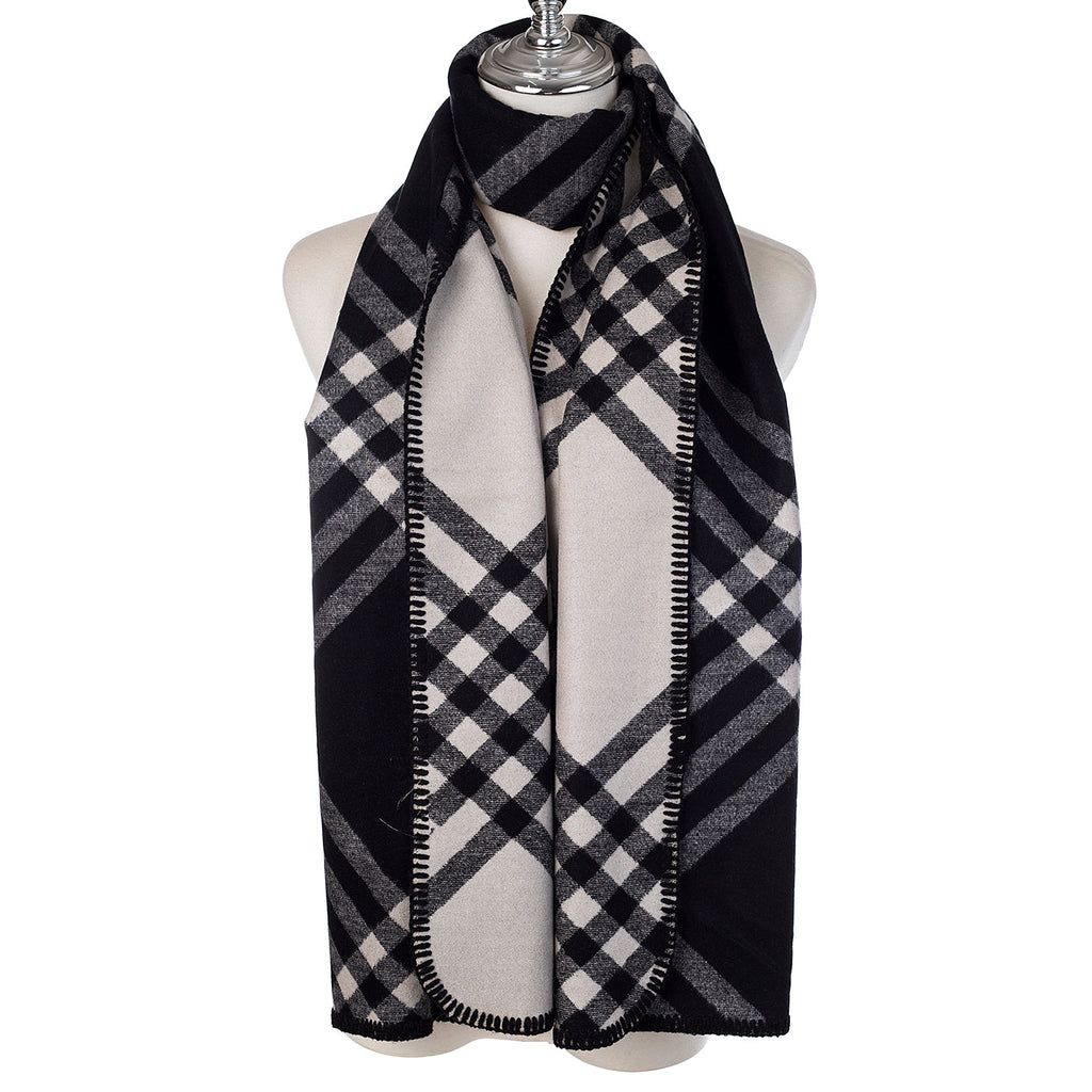 Black & Beige Check Print Scarf