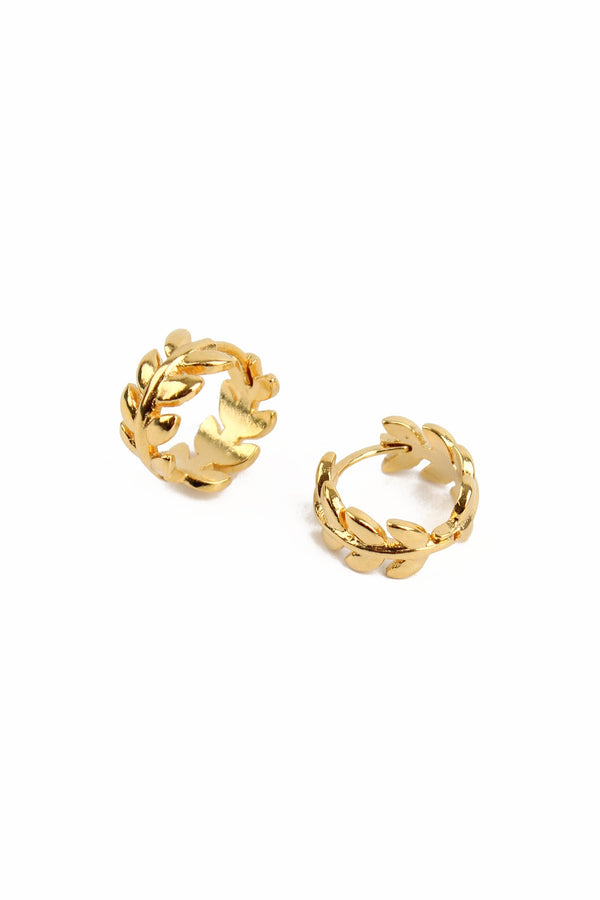 Gold Leaf Hoop Earrings