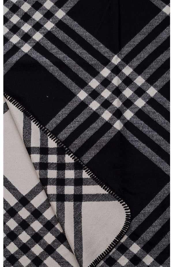 Black & Beige Check Print Scarf