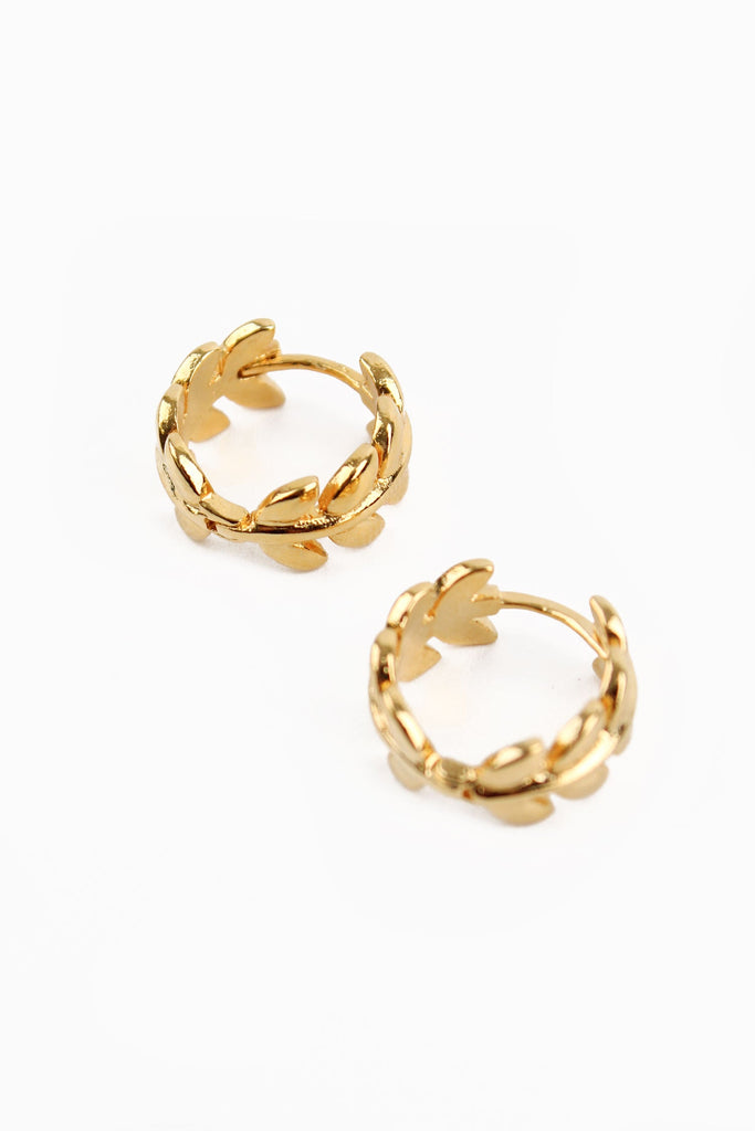 Gold Leaf Hoop Earrings