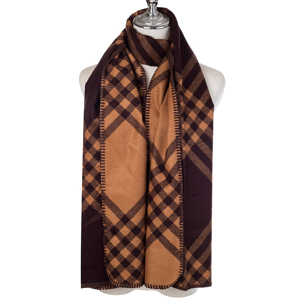 Cocoa & Tan Check Print Scarf