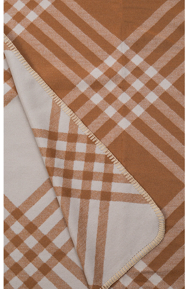 Natural Linen Check Print Scarf