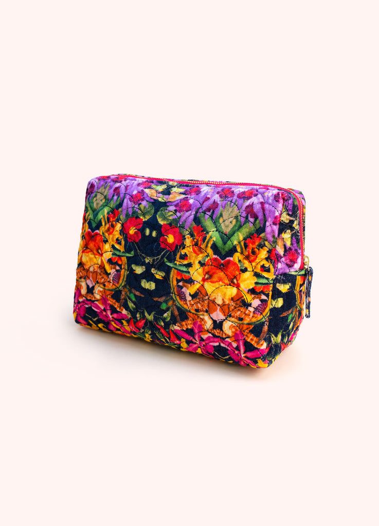 Powder Botanical Kaleidoscope Quilted Velvet Vanity Bag