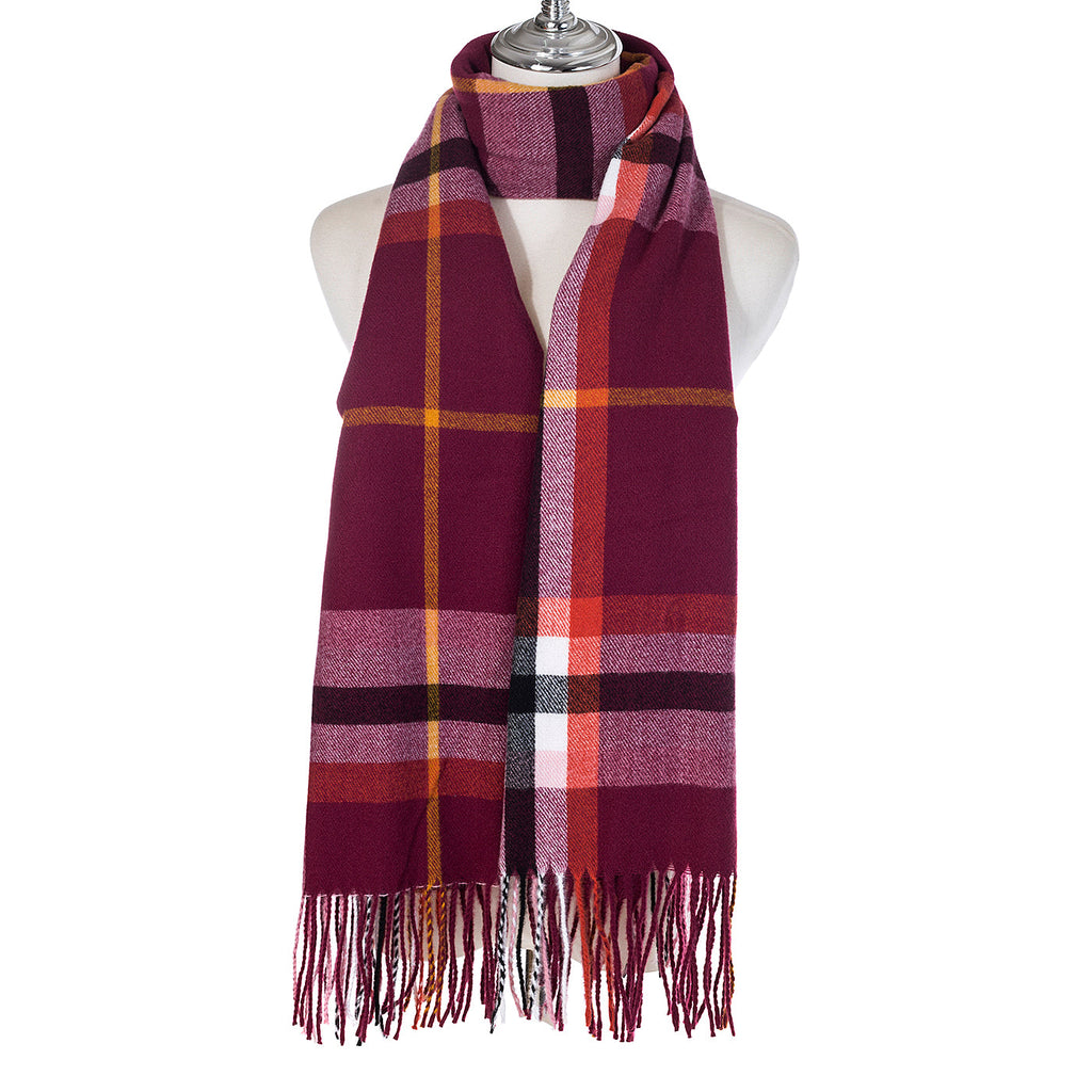 Burgundy Check Print Scarf