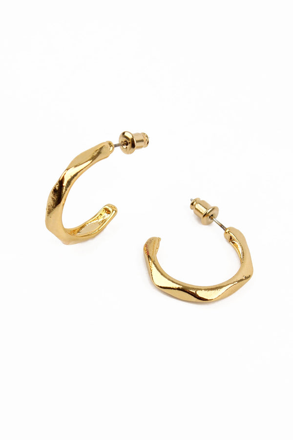 Gold Wavy Hoop Earrings