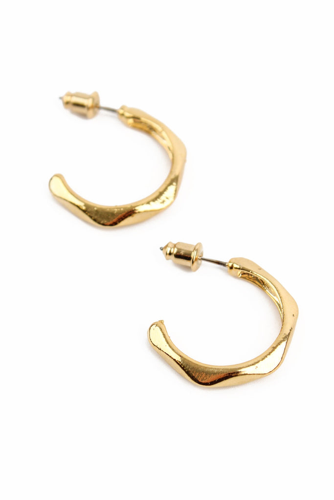 Gold Wavy Hoop Earrings