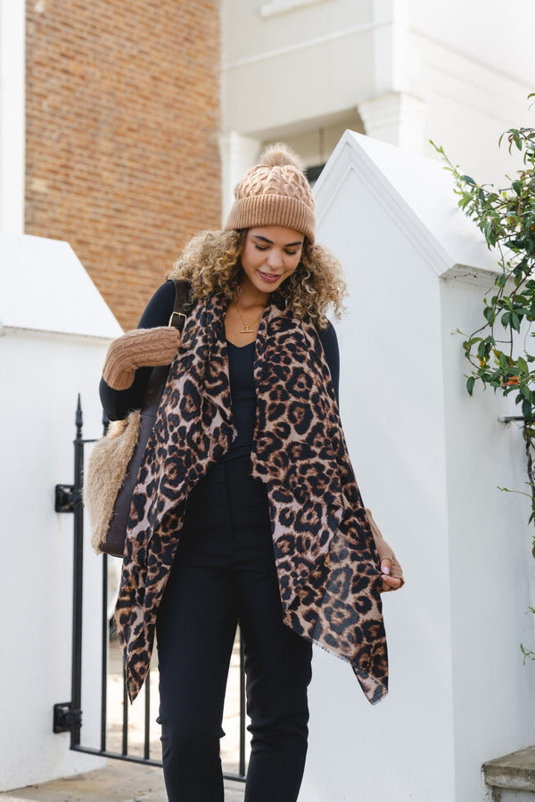 Cocoa & Brown Leopard Print Scarf