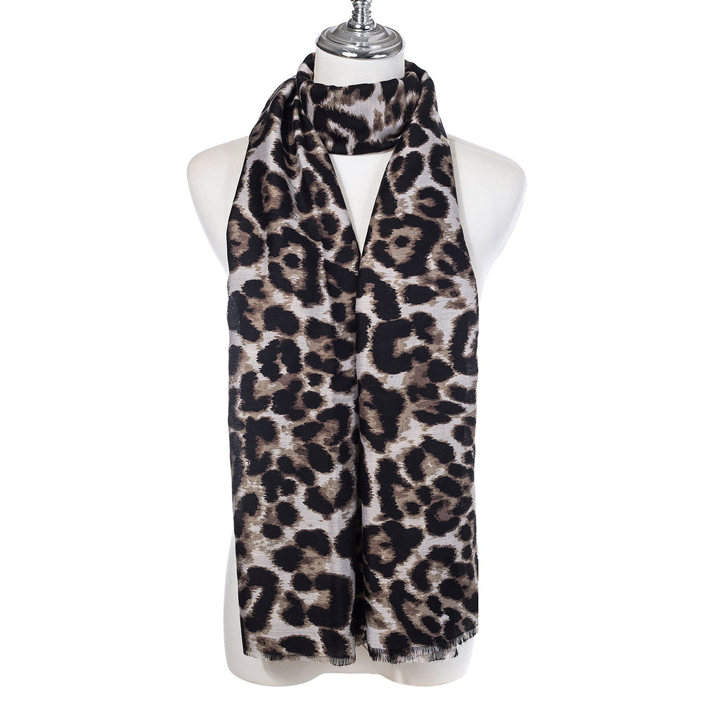 Cream & Brown Leopard Print Scarf