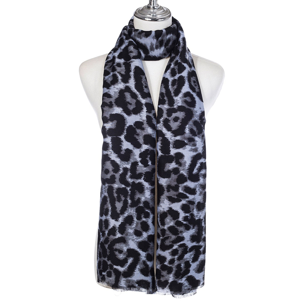 Black & Grey Leopard Print Scarf