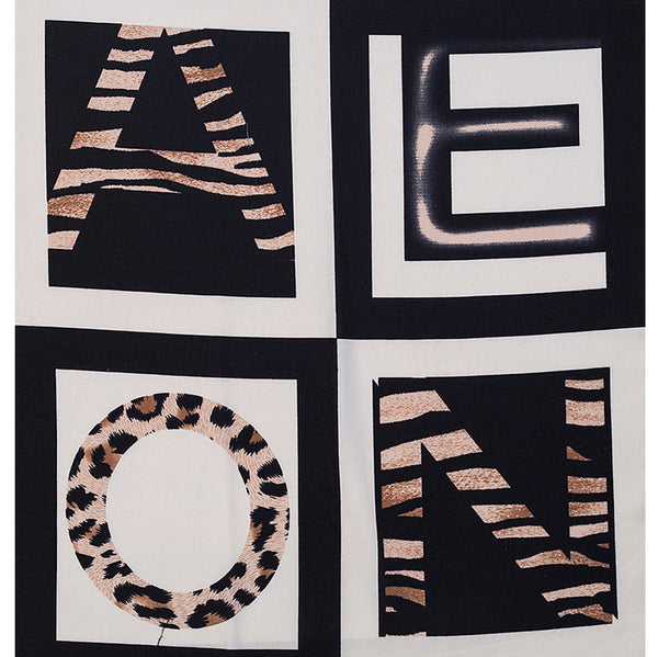 Beige & Black Leopard Trim Scarf