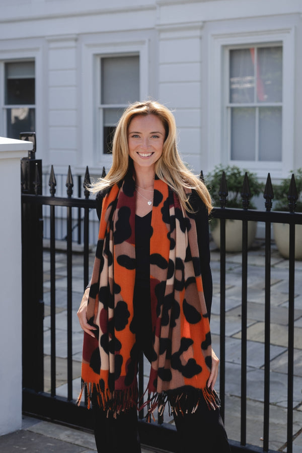 Burnt Spice Leopard Print Scarf