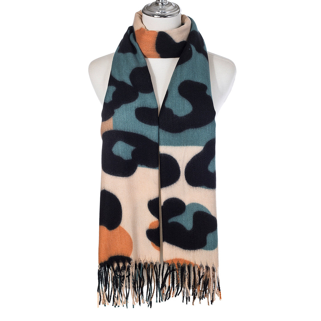 Peacock Leopard Print Scarf