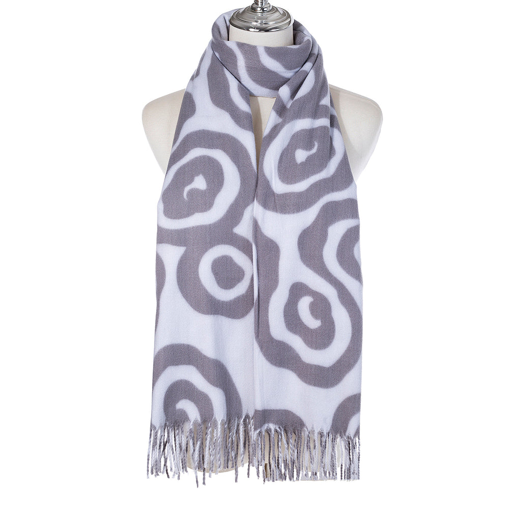 Pebble Grey Swirl Print Scarf