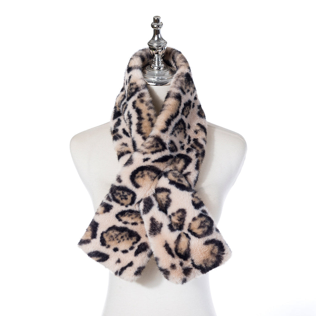 Whipped Cream Leopard Print Faux Fur Scarf