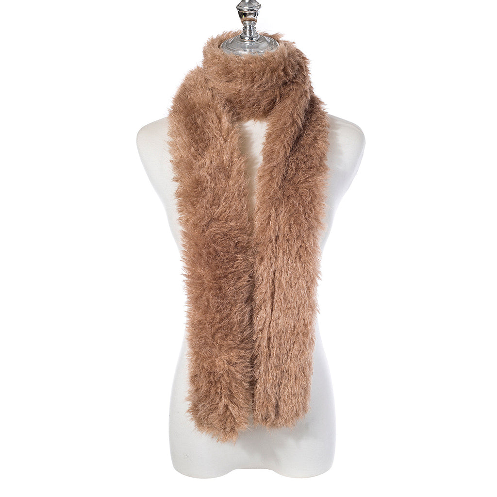 Mocha Mousse Faux Fur Long Scarf