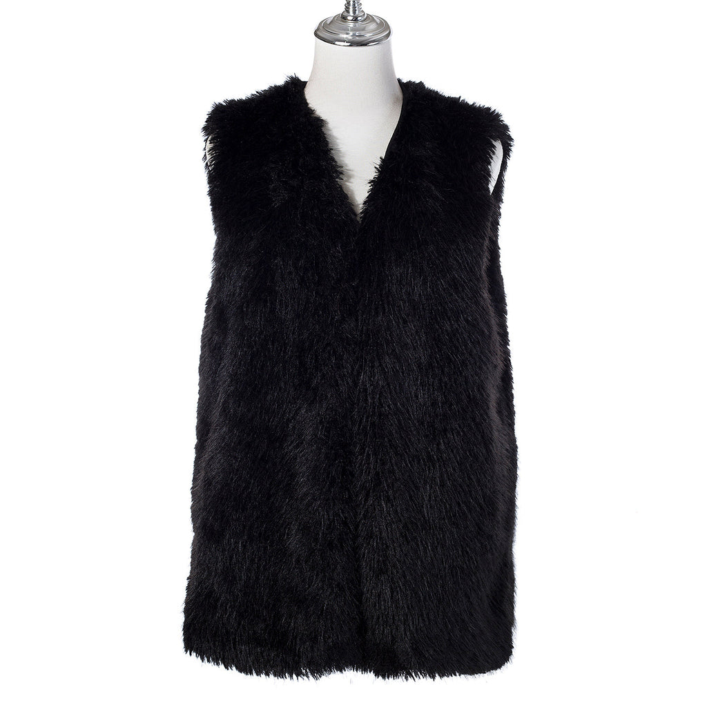 Ebony Black Faux Fur Gilet