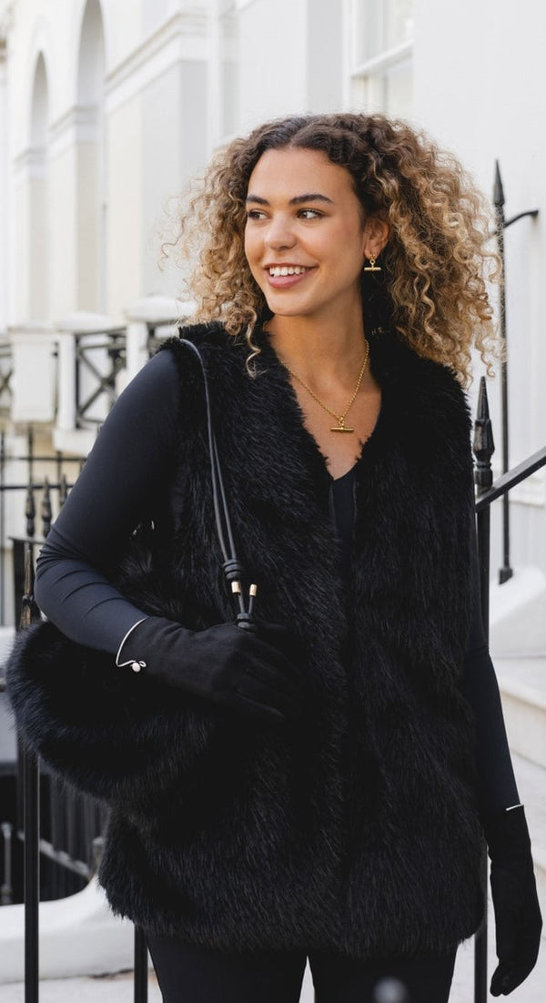 Ebony Black Faux Fur Gilet