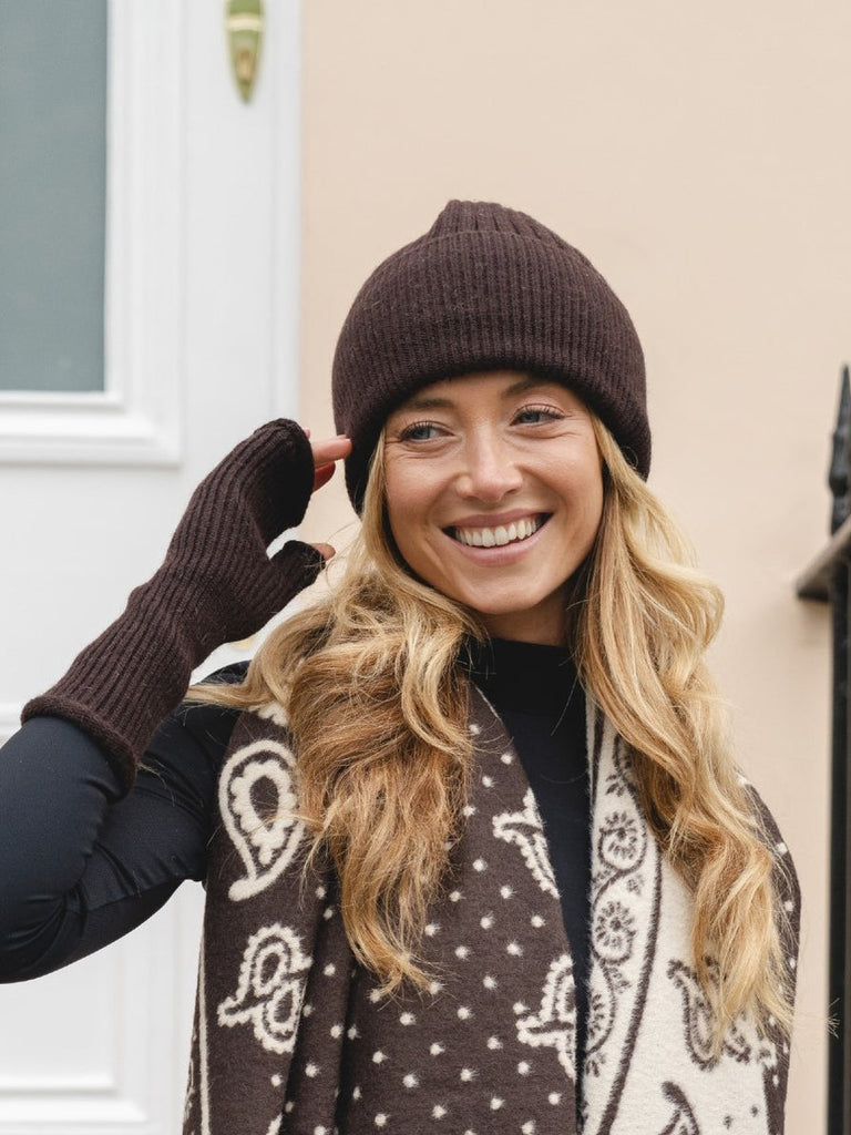 Chocolate Brown Beanie Knit Hat
